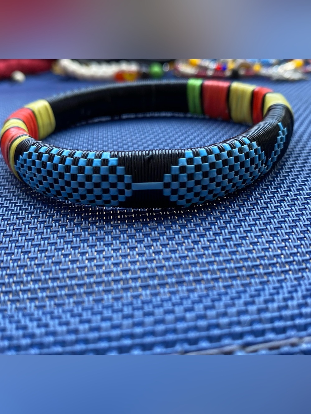 Handmade Black and Blue Woven Men’s Bracelet